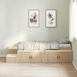 Gultas Ar Uzglabāšanas Vietu Sonoma Ozols 234 X 118 X 53.5 Cm Vidaxl
