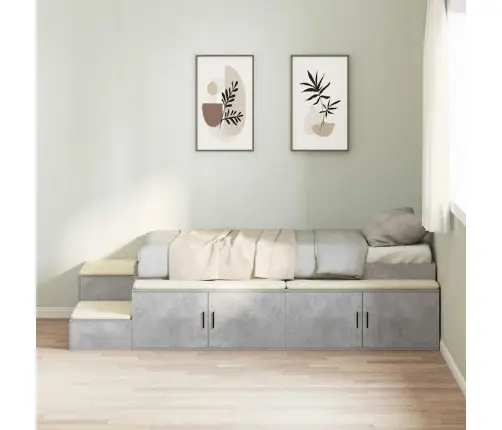 Gultas Ar Uzglabāšanas Vietu Betona Pelēks 234 X 118 X 53.5 Cm Vidaxl