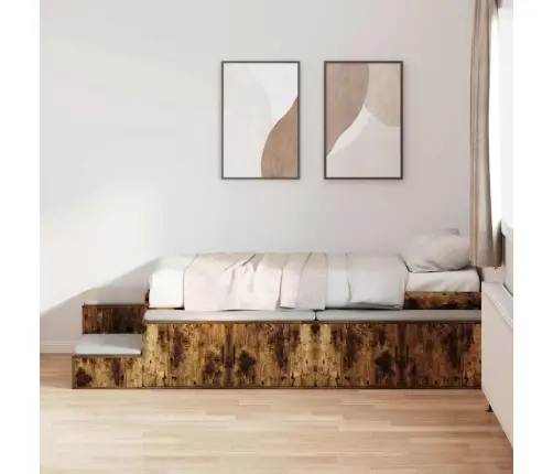 Lova Su Daiktų Laikymo Vieta Su Saugykla Rūkyta Ąžuolas 90 Cm