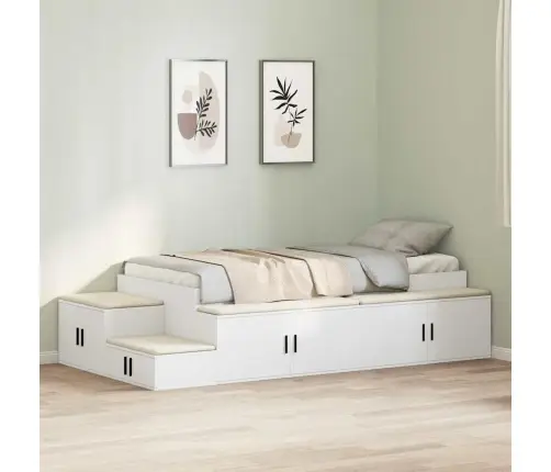 Lova Su Daiktų Laikymo Vieta Balta 75 Cm Apdirbta Mediena