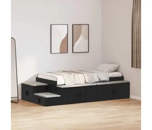 Voodi Hoiukohaga Raam Must Tamm 234 X 103 X 53.5 Cm Tehispuit