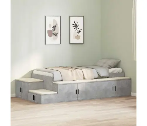 Uzglabāšanas Gultas Rāmis Betona Pelēks 75X190 Cm Vidaxl