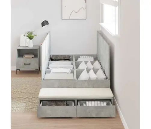 Voodi Hoiukohaga Raam Sahtliga Betoonhall 80 Cm Tehispuit