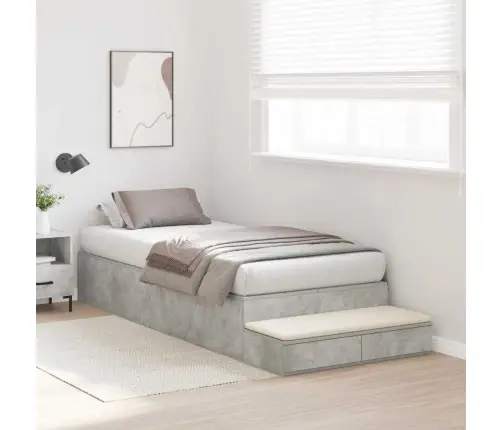 Voodi Hoiukohaga Raam Sahtliga Betoonhall 80 Cm Tehispuit