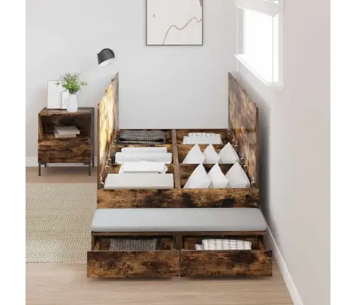 Gultas Rāmja Uzglabāšanas Funkcija Dūmu Ozols 80X200 Cm Vidaxl