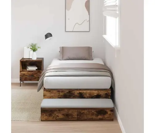 Uzglabāšanas Gultas Rāmja Smoked Oak 90X200 Cm Vidaxl