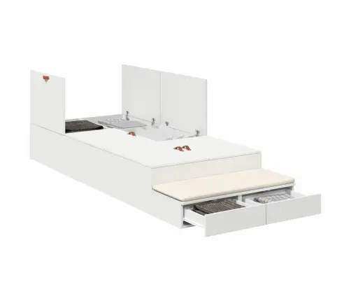 Lova Su Daiktų Laikymo Vieta Balta 100 Cm Apdirbta Mediena