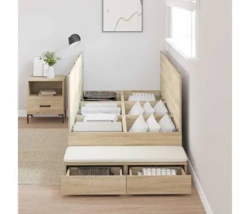 Voodi Hoiukohaga Raam Sahtliga Sonoma Tamm 100 Cm Tehispuit