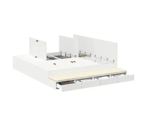 Lova Su Daiktų Laikymo Vieta Balta 200 Cm Apdirbta Mediena