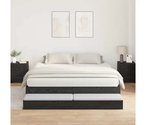 Uzglabāšanas Gultas Rāmis Melns Ozols 200X200 Cm Vidaxl