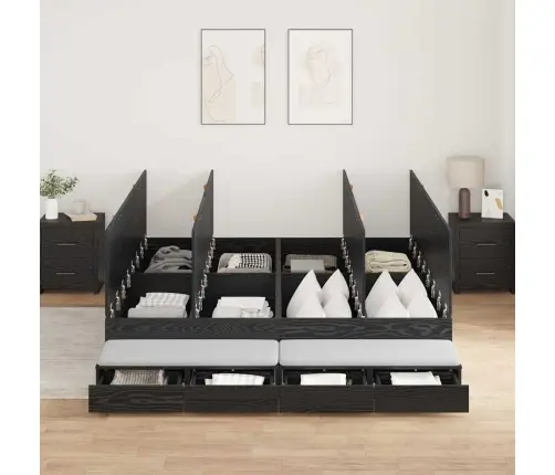 Uzglabāšanas Gultas Rāmis Melns Ozols 200X200 Cm Vidaxl