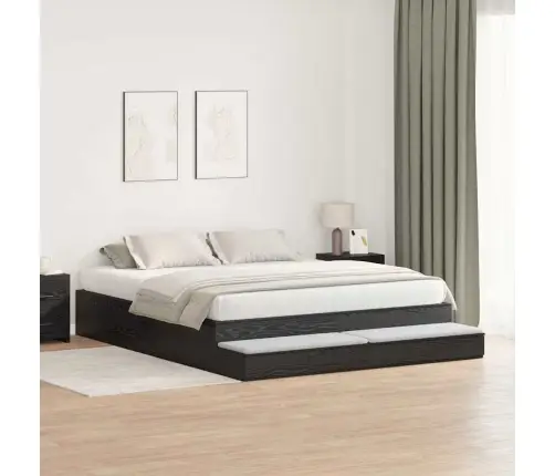 Uzglabāšanas Gultas Rāmis Melns Ozols 200X200 Cm Vidaxl