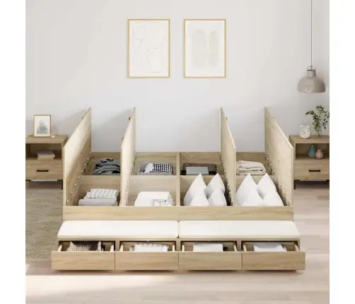 Uzglabāšanas Gultas Rāmis Sonoma Ozols 200X200 Cm Vidaxl
