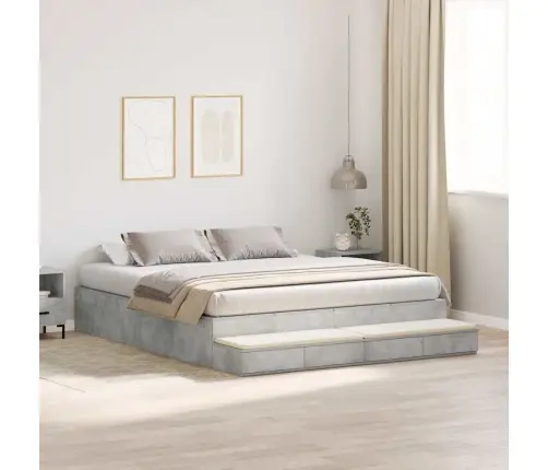 Voodi Hoiukohaga Raam Sahtliga Betoonhall 200 Cm Tehispuit