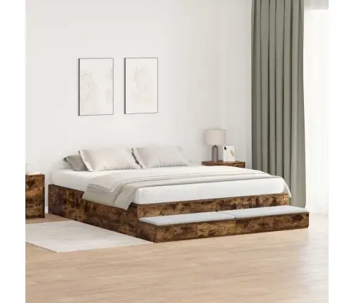 Uzglabāšanas Gultas Rāmis Dūmu Ozolā 200X200 Cm Vidaxl