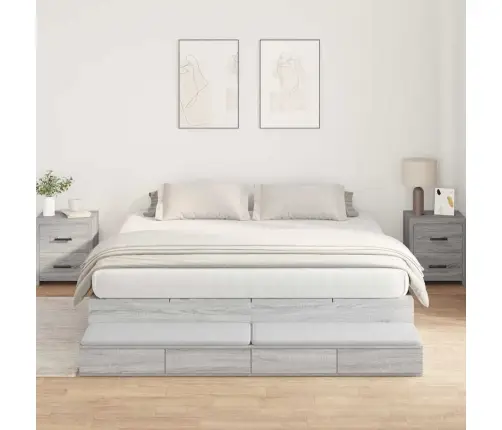 Uzglabāšanas Gultas Rāmis Pelēks Sonoma 200X200 Cm Vidaxl