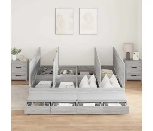 Uzglabāšanas Gultas Rāmis Pelēks Sonoma 200X200 Cm Vidaxl