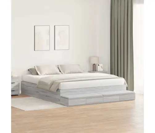Uzglabāšanas Gultas Rāmis Pelēks Sonoma 200X200 Cm Vidaxl
