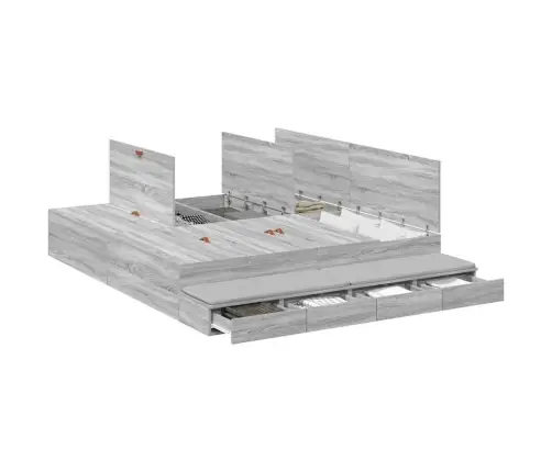 Uzglabāšanas Gultas Rāmis Pelēks Sonoma 200X200 Cm Vidaxl