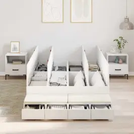 Gultas Ar Uzglabāšanas Vietu Balts 120 Cm Inženierijas Koks Vidaxl