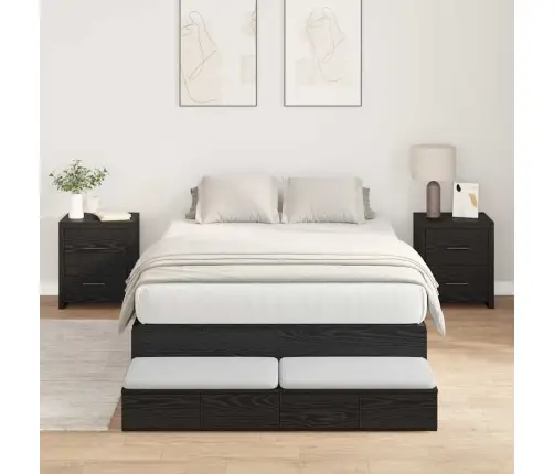 Lova Su Daiktų Laikymo Vieta Su Stalčių Juodas Ąžuolas 120 Cm