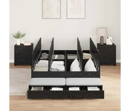 Lova Su Daiktų Laikymo Vieta Su Stalčių Juodas Ąžuolas 120 Cm