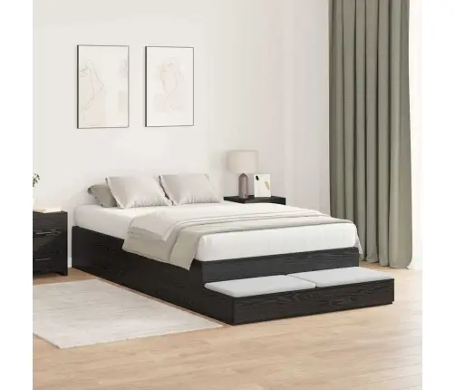 Lova Su Daiktų Laikymo Vieta Su Stalčių Juodas Ąžuolas 120 Cm