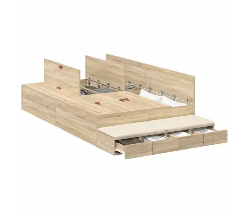 Uzglabāšanas Gultas Rāmis Sonoma Ozols 120X200 Cm Vidaxl