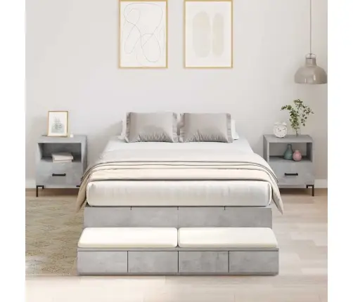 Uzglabāšanas Gultņu Rāmis Betona Pelēks 120X200 Cm Vidaxl