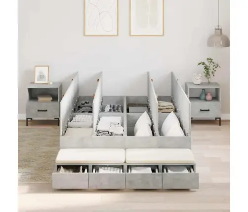 Uzglabāšanas Gultņu Rāmis Betona Pelēks 120X200 Cm Vidaxl