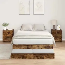 Gultas Ar Uzglabāšanas Vietu Ar Atvilktni Dūmaka Ozols 120 Cm Vidaxl