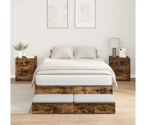 Uzglabāšanas Gultas Rāmis Dūmu Ozolā 120X200 Cm Vidaxl