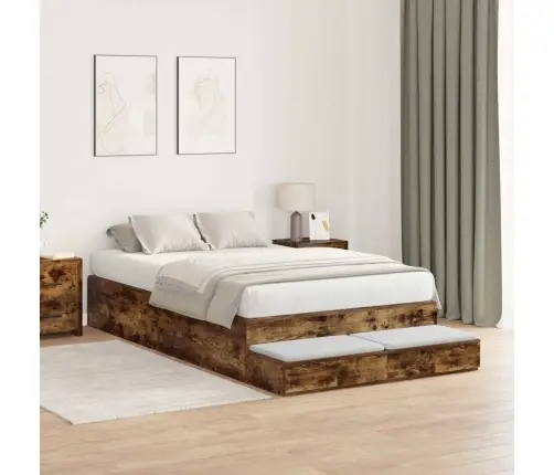 Uzglabāšanas Gultas Rāmis Dūmu Ozolā 120X200 Cm Vidaxl