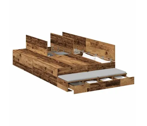 Gultas Ar Uzglabāšanas Vietu Vecs Koks 120 Cm Inženierijas Koks Vidaxl