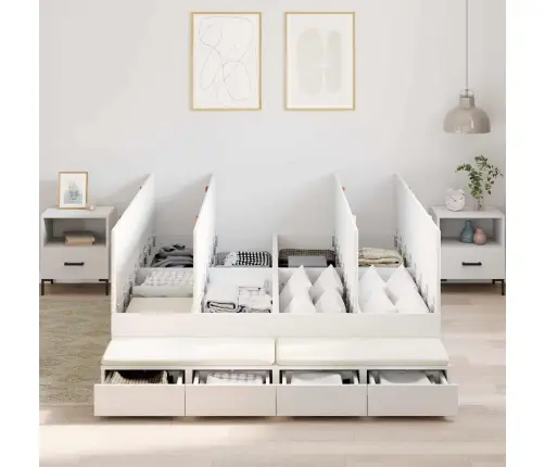 Lova Su Daiktų Laikymo Vieta Balta 140 Cm Apdirbta Mediena