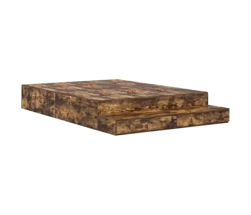 Lova Su Daiktų Laikymo Vieta Su Stalčių Rūkyta Ąžuolas 140 Cm