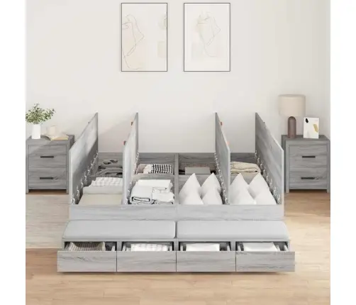 Uzglabāšanas Gultas Rāmis Pelēks Sonoma 140X200 Cm Vidaxl