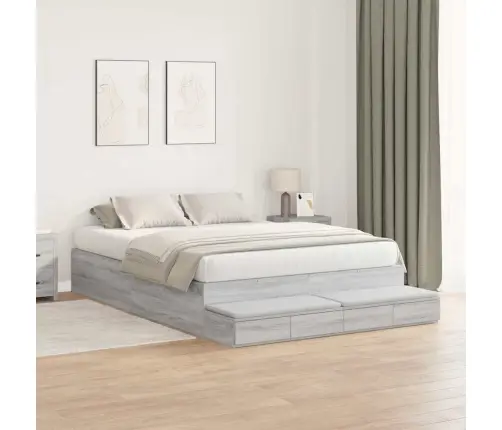 Uzglabāšanas Gultas Rāmis Pelēks Sonoma 140X200 Cm Vidaxl