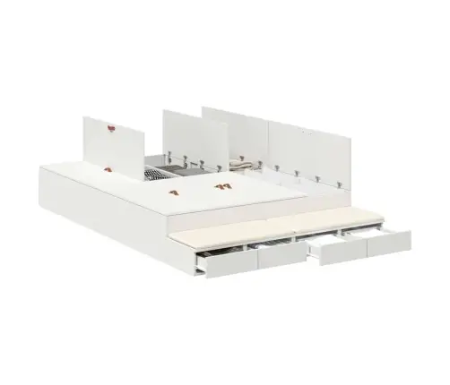 Lova Su Daiktų Laikymo Vieta Balta 150 Cm Apdirbta Mediena