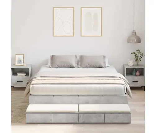 Voodi Hoiukohaga Raam Sahtliga Betoonhall 150 Cm Tehispuit