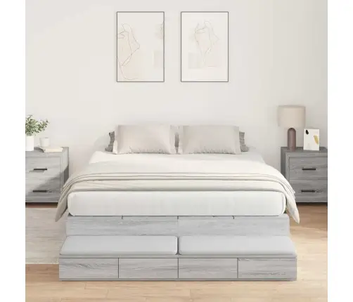Uzglabāšanas Gultas Rāmis Pelēks Sonoma 150X200 Cm Vidaxl