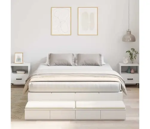 Lova Su Daiktų Laikymo Vieta Balta 160 Cm Apdirbta Mediena