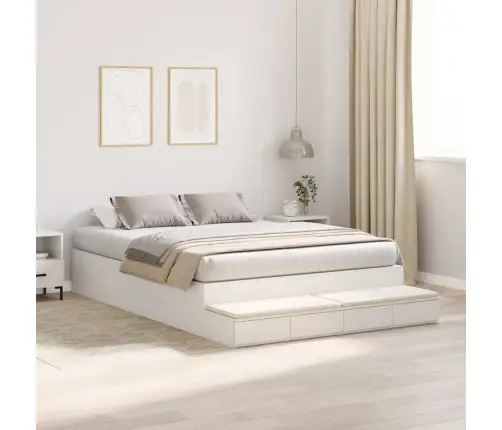 Lova Su Daiktų Laikymo Vieta Balta 160 Cm Apdirbta Mediena