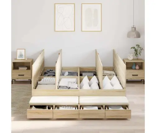 Uzglabāšanas Gultas Rāmji Sonoma Ozols 160X200 Cm Vidaxl