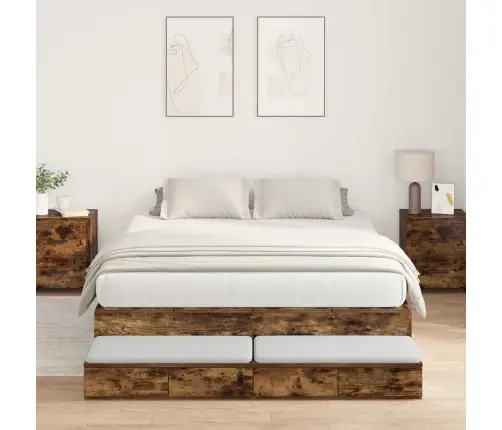 Uzglabāšanas Gultas Rāmis Dūmota Ozola 160X200 Cm Vidaxl