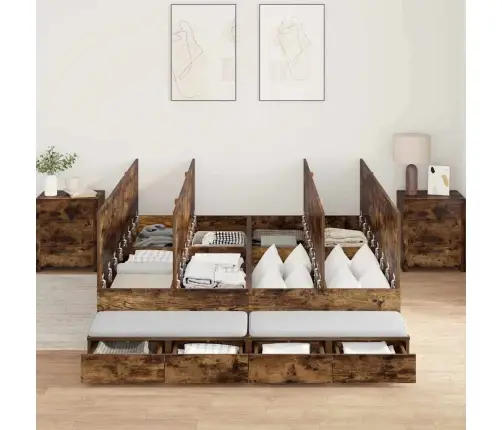 Uzglabāšanas Gultas Rāmis Dūmota Ozola 160X200 Cm Vidaxl