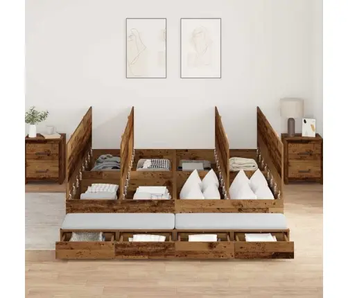 Uzglabāšanas Gultas Rāmis Vecs Koks 180X200 Cm Vidaxl
