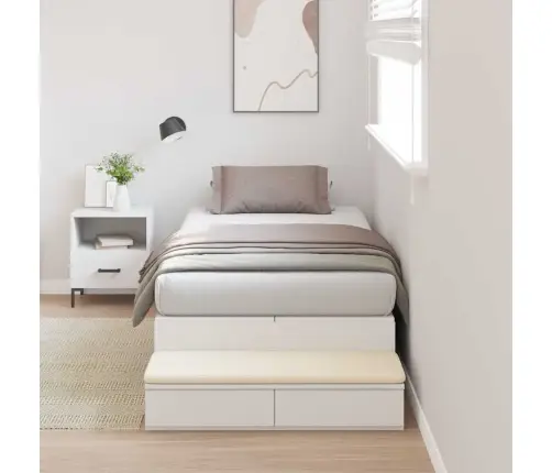 Lova Su Daiktų Laikymo Vieta Balta 90 Cm Apdirbta Mediena