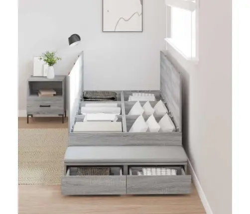 Lova Su Daiktų Laikymo Vieta Su Stalčių Pilka Sonoma Ąžuolo