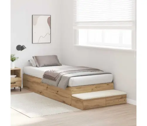 Gultas Ar Uzglabāšanas Vietu Ar Atvilktni Artisānā Ozols 90 Cm Vidaxl